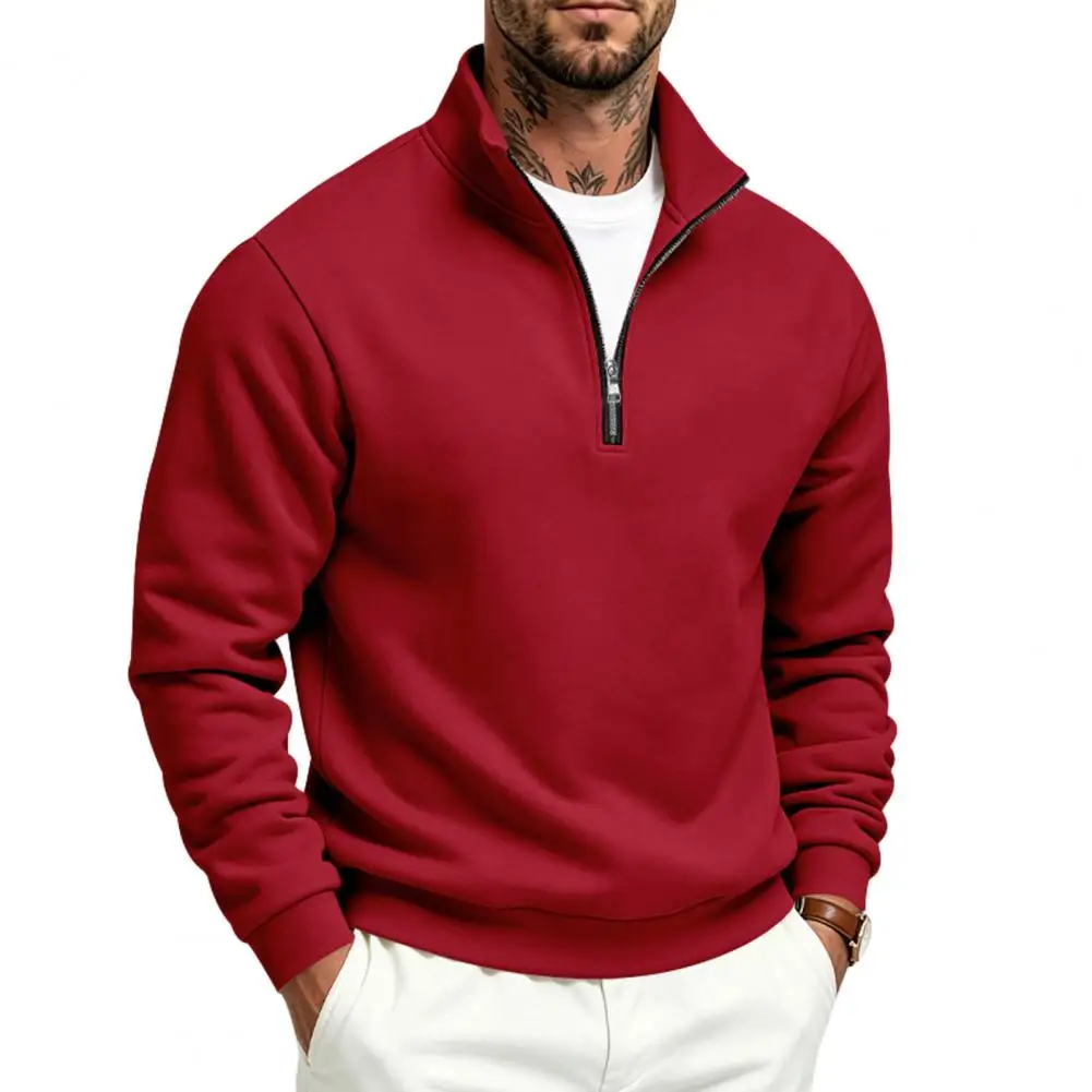 Mens Quarter Zip Sweatshirt, Stand Collar Athletic Fleece Pullover,Fleece Long Sleeve Casual Sweatshirts for Fall Winter