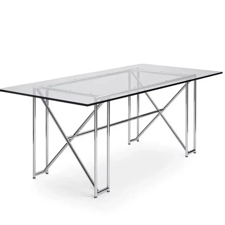 Simple Rectangular Table High Quality Glass Modern for Home Sturdy Construction