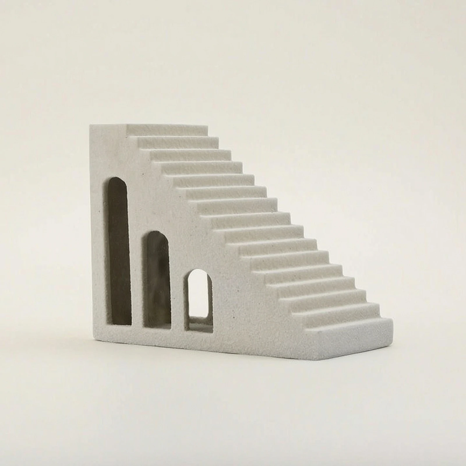 Architectural Sculpture Minimalist Staircase Sculpture Architectural Statue Stone-Look Tabletop Ornament Geometric