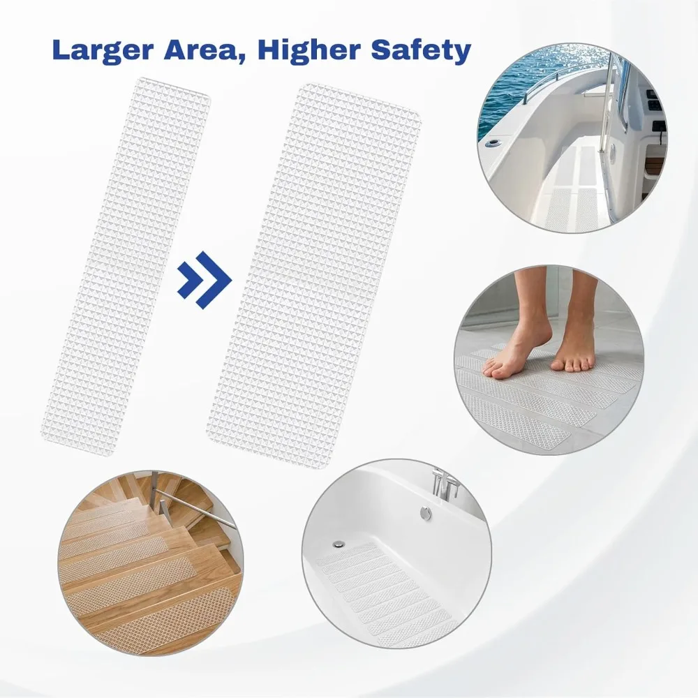 6 Piece Non-Slip Shower Floor Stickers,Large Safety Anti-Slip Decals for Bathtubs, Shower Floors, and Stairs-Scraper Included view 2
