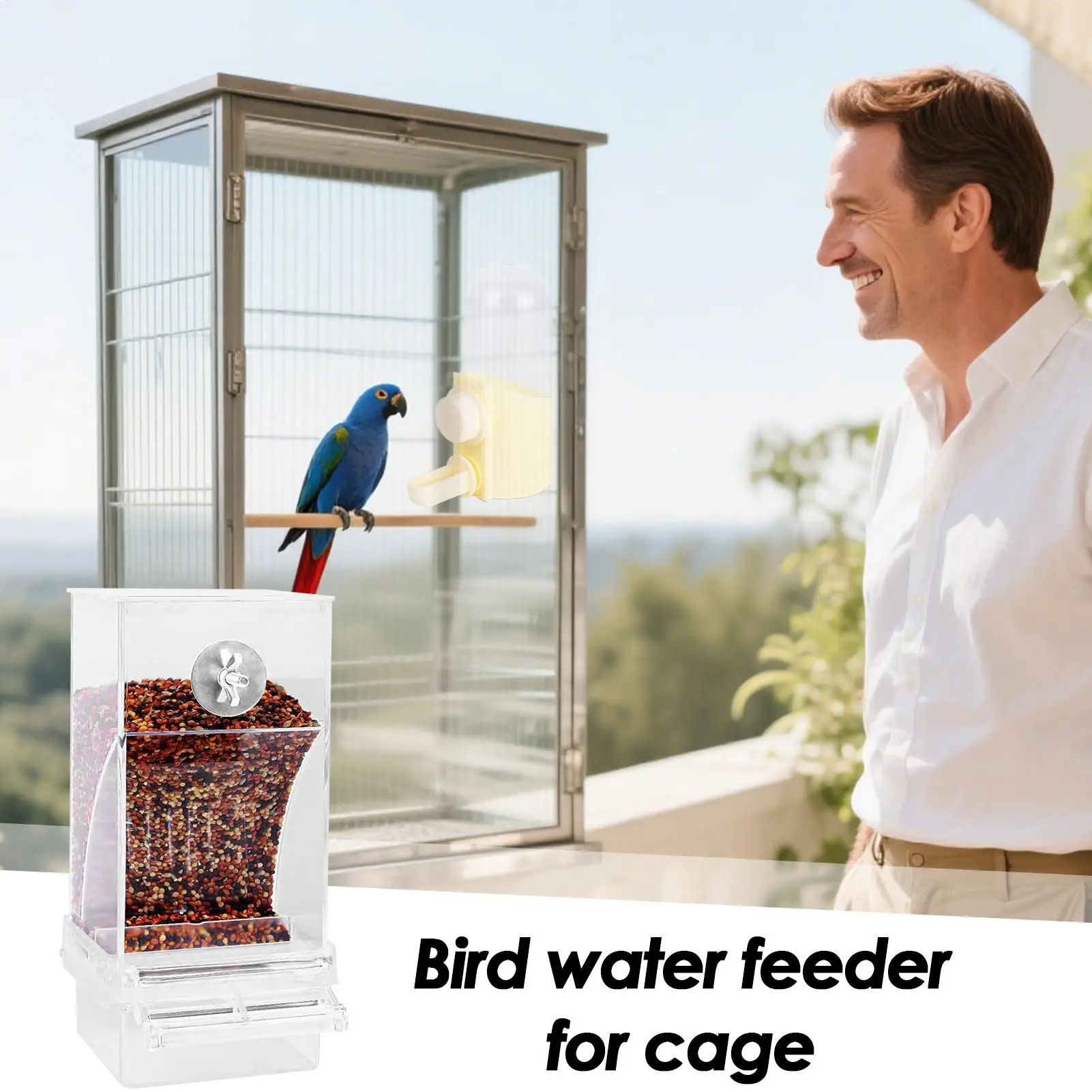 Alimentador de agua para pájaros, dispensador de beber para loros, a prueba de derrames, alimentador de agua para pájaros, periquitos, pizzos, canarios, cacatúas