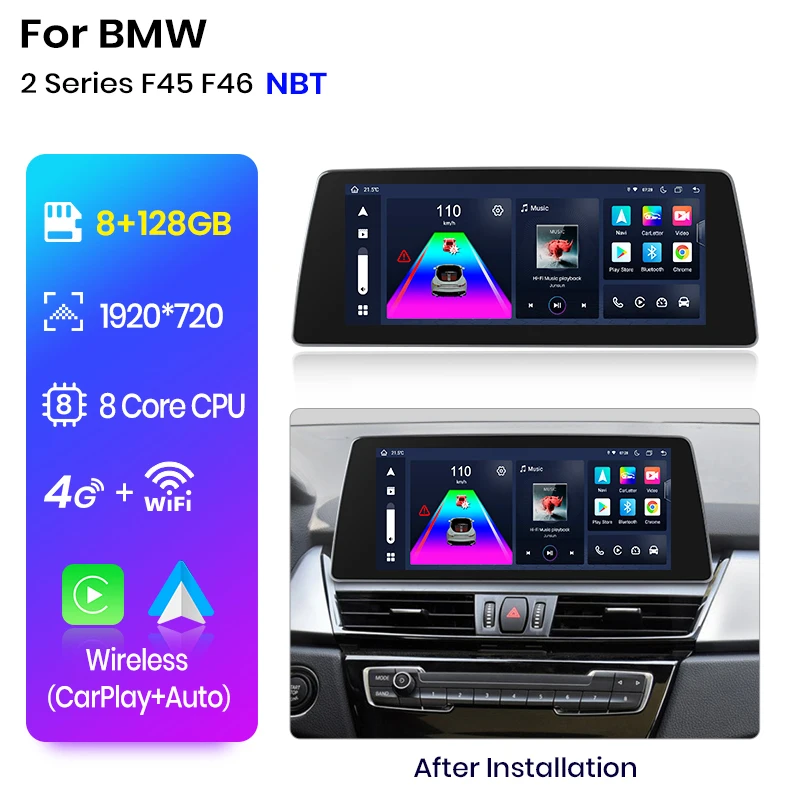 Junsun Draadloze CarPlay Andorid Auto Radio Voor BMW 2-serie F45 F46 F87 2013-2018 Intelligent systeem Stereo GPS-navigatie
