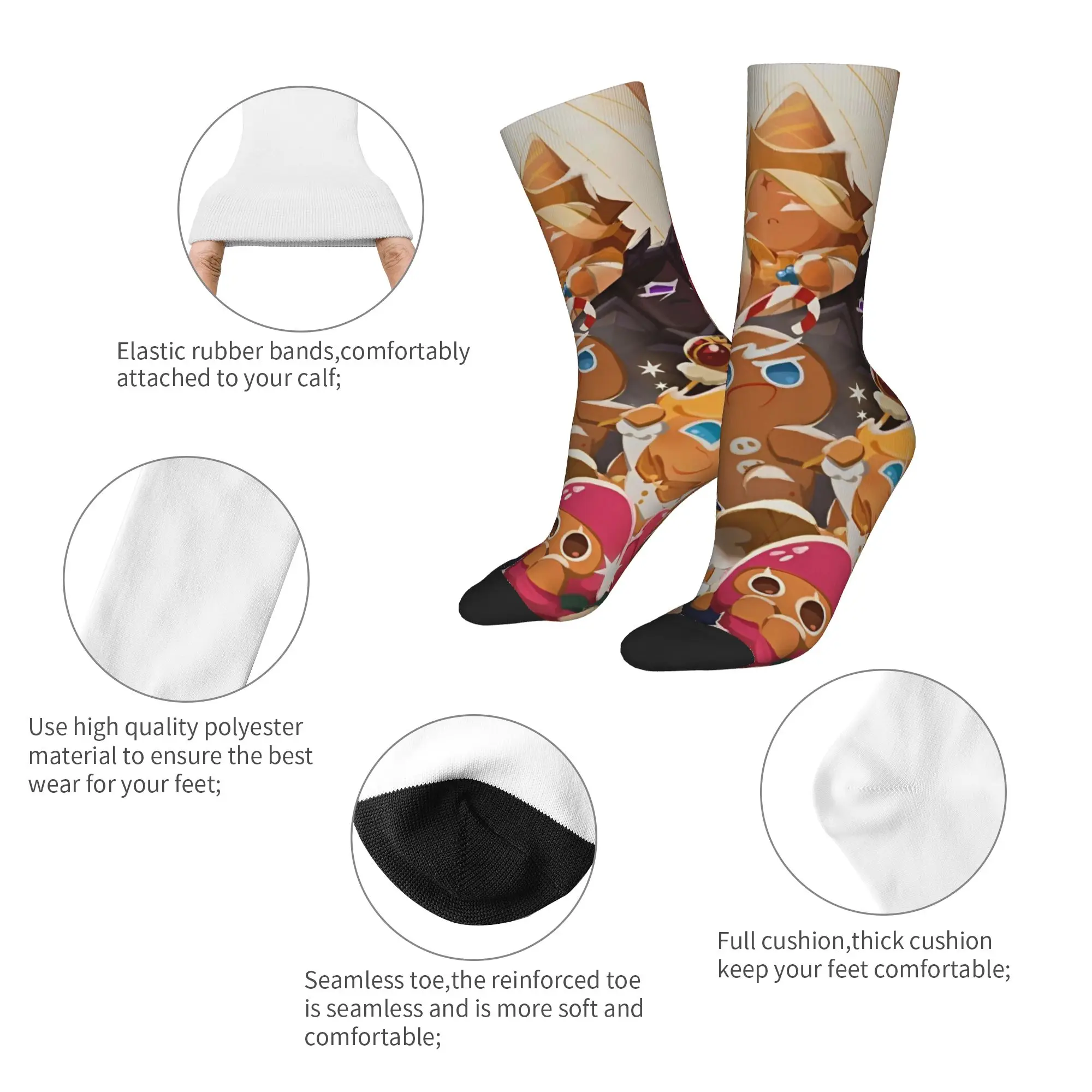 Winter Warm Harajuku Women Men Cookie Run Kingdom Socks  Breathable Soccer Socks