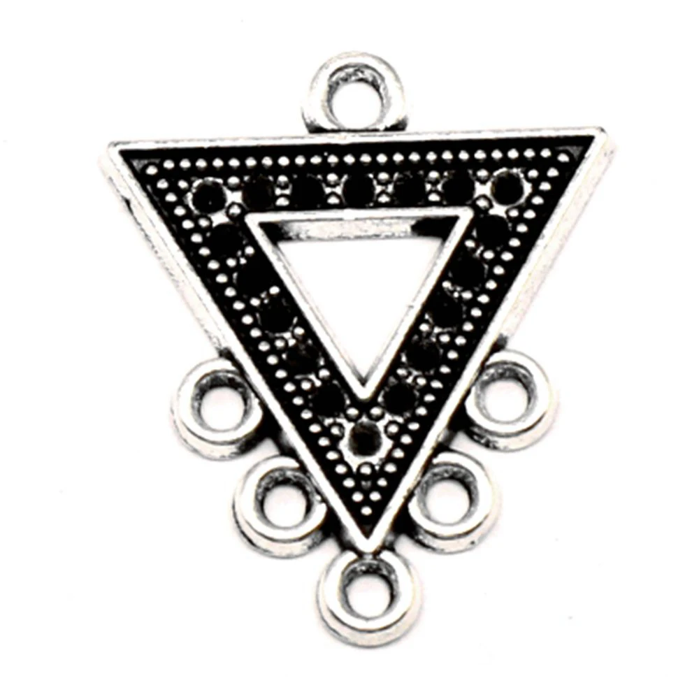 10pcs 23x25mm Triangle Earring Connector Pendants Accessori Diy Jewelri Antique Silver Color