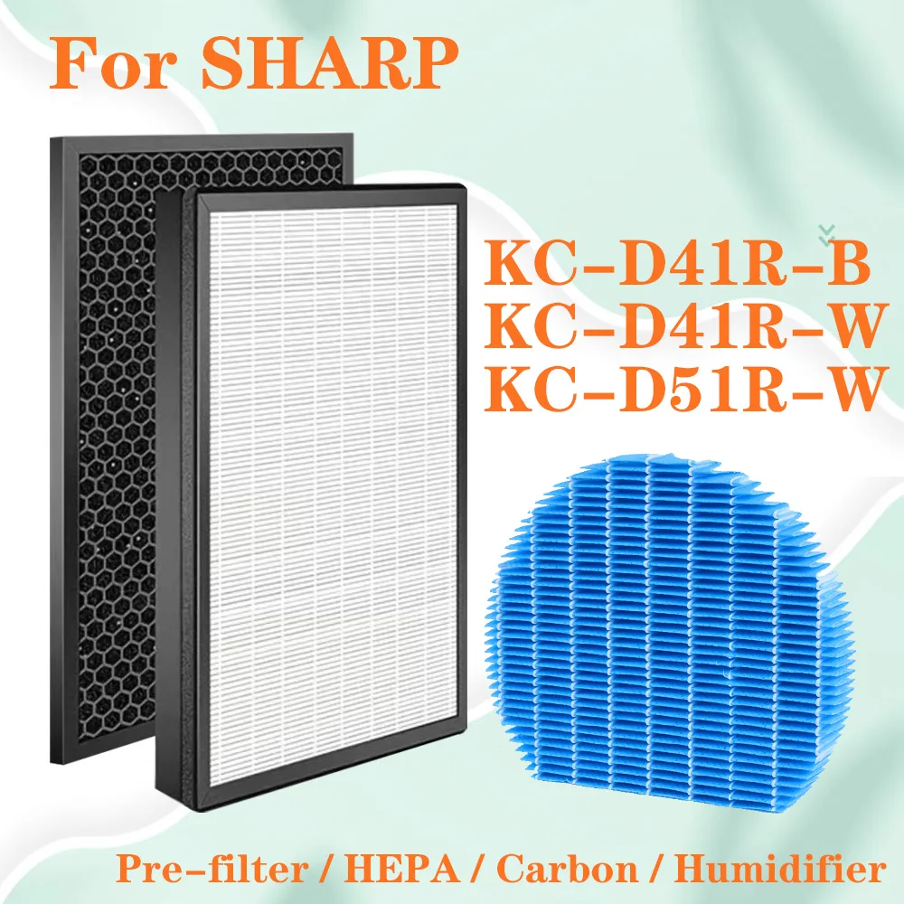 

For Sharp air purifier KC-D41R KC-D41RW KC-D41RB KC-D51R KC-D51RW ,Replacement HEPA Carbon Filter and Humidifiying filter