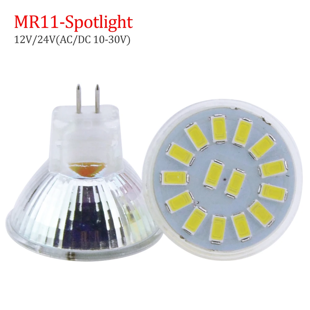 

6X Spotlight MR11 Led Bulb 5730 SMD 12 15 Leds 5W 7W Lampada led Lamp 12V 24V White Warm Chandeliers Light Replace Halogen Lamp