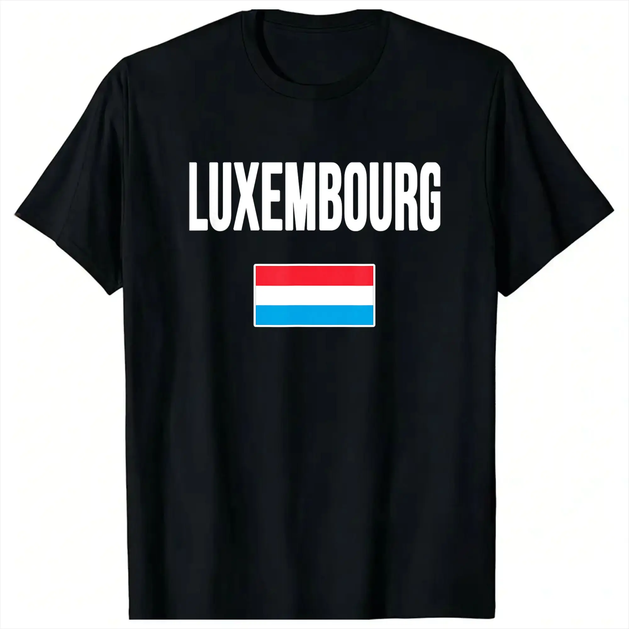 Luxembourg Flag T-Shirt Summer  100% Cotton T Shirts For Men Pattern Tee Shirt Short Sleeve Y2K Retro Tops