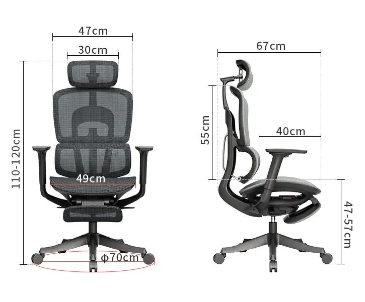 Adjustable modern design gaming chair with durable fabric mesh ergonomic footrest, aluminum base