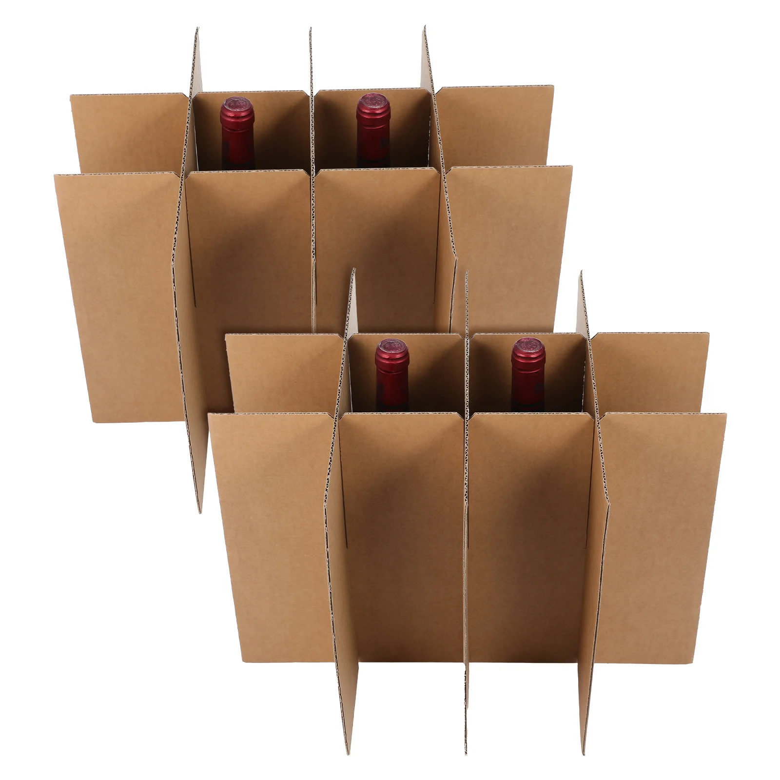 LALAFINA 5pcs Medium Moving Boxes with Dividers for Glassware Kitchen Packing Beige Paper Box Kit