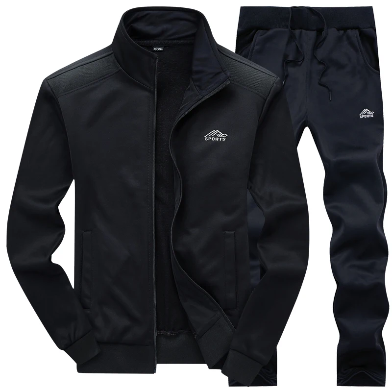n Embroidery Sports Tracksuit 2Pcs Stand Collar Zip Up Jacket & Sweatpants Casual Jogger Sportswear Suit
