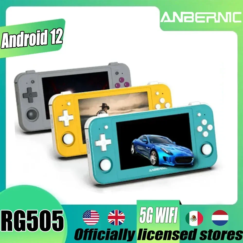 

ANBERNIC RG505 4.95 Inches OLED Touch Screen Android 12 OS Handheld Game Portable Video Console 512G 70000 Games PSP Kids Gift