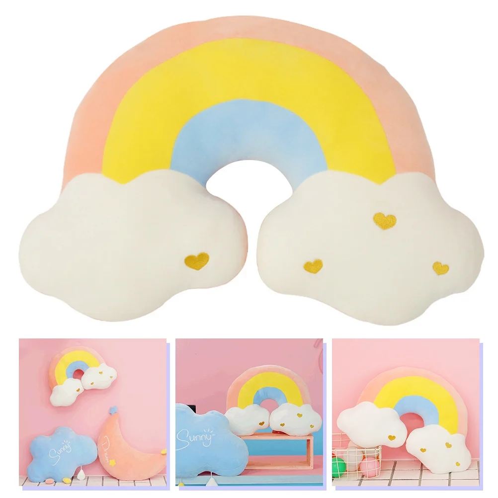 Rainbow Throw Pillow Cushion Shape Decorative Pillows Baby Shaped Pp Cotton Plush Cloud