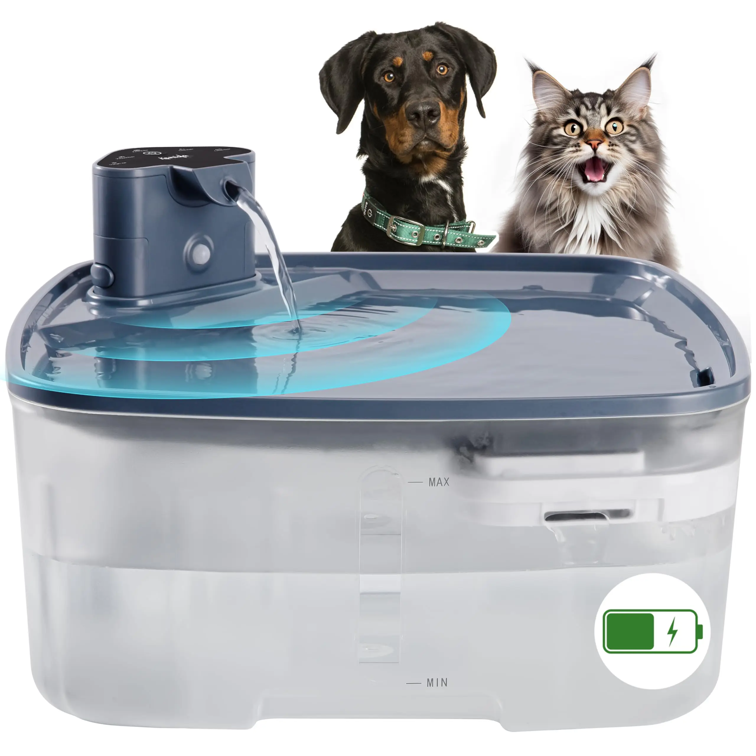 

Large Capacity Eco-Friendly Automatic Dog Bowl 2.1GAL/8L/270oz With LED Water Level Window For Dog & Cat Dispenser