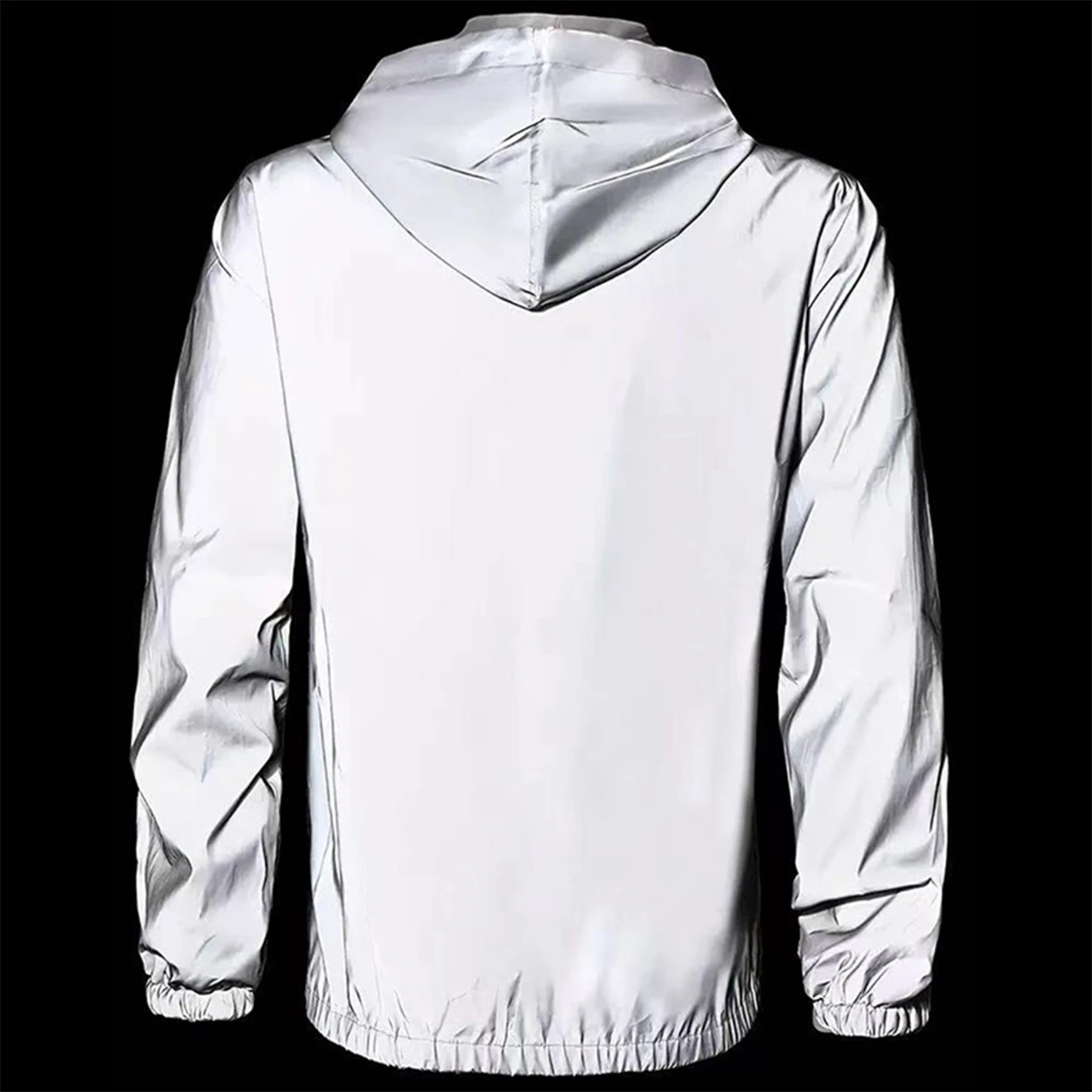 Men's Reflective Jacket Full Zip Casual Outwear Spring Autumn Polyester Lined Lightweight Windproof Safety Coat for Outdoor W