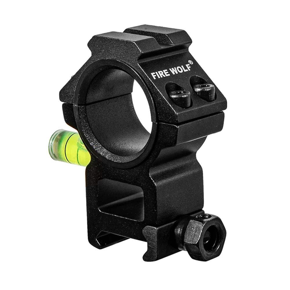 FIRE WOLF Tactical Scope Mount 25.4mm/30mm Dual Ring With Top Picatinny Rail And Bubble Level