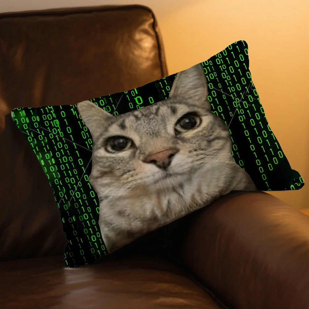 Kissenbezug Rechteckiger Kissenbezug mit Wassermelonen-Druck für Bett, Sofa, Zimmer, Lustige Katze, Witzige Heimdekoration Kissenhülle – Detail 4