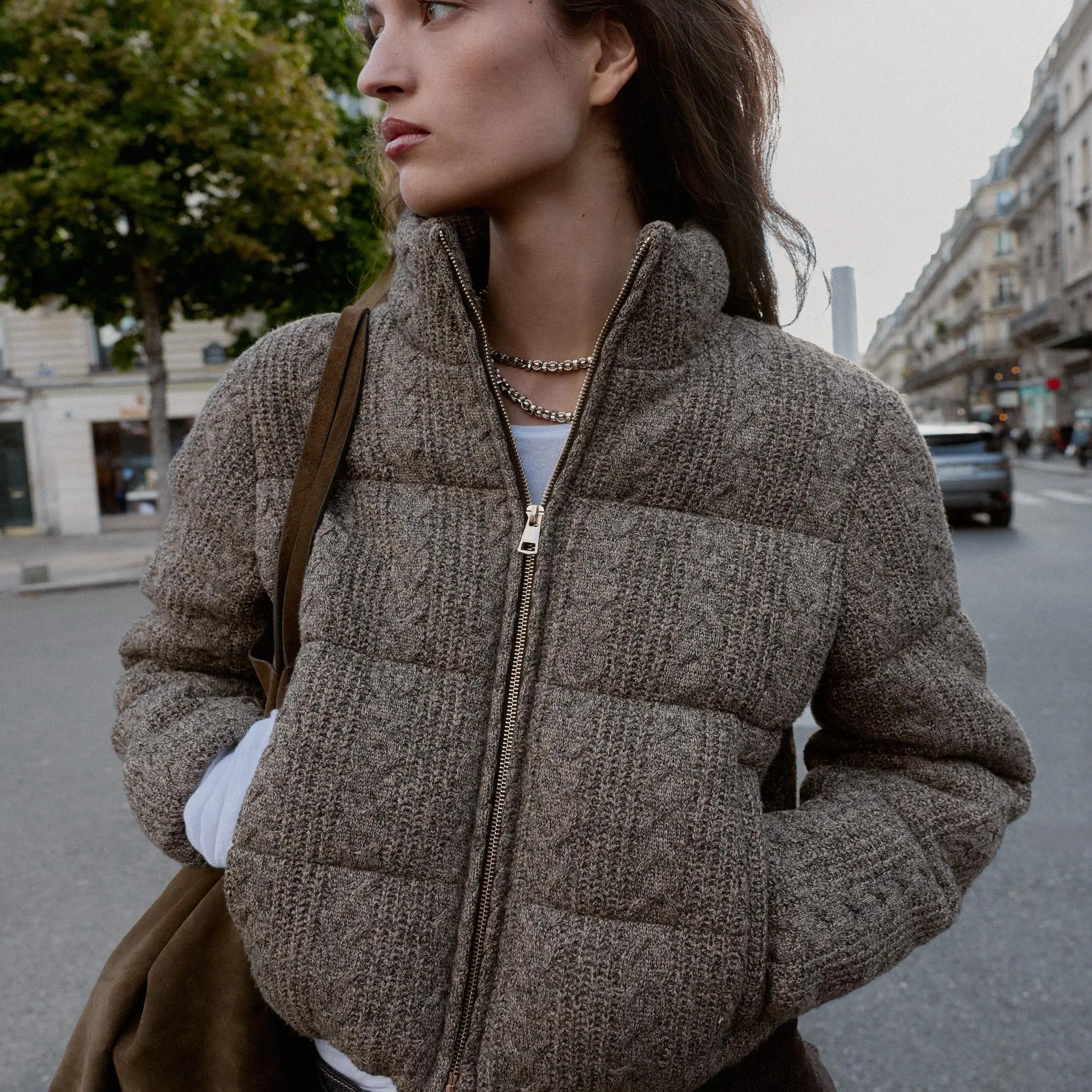 

Winter New Women's Thi Knitted Jaet Coat Warmly Twisted Design Outerwear 638223 Casual Loose Fit Long Sve Zipper