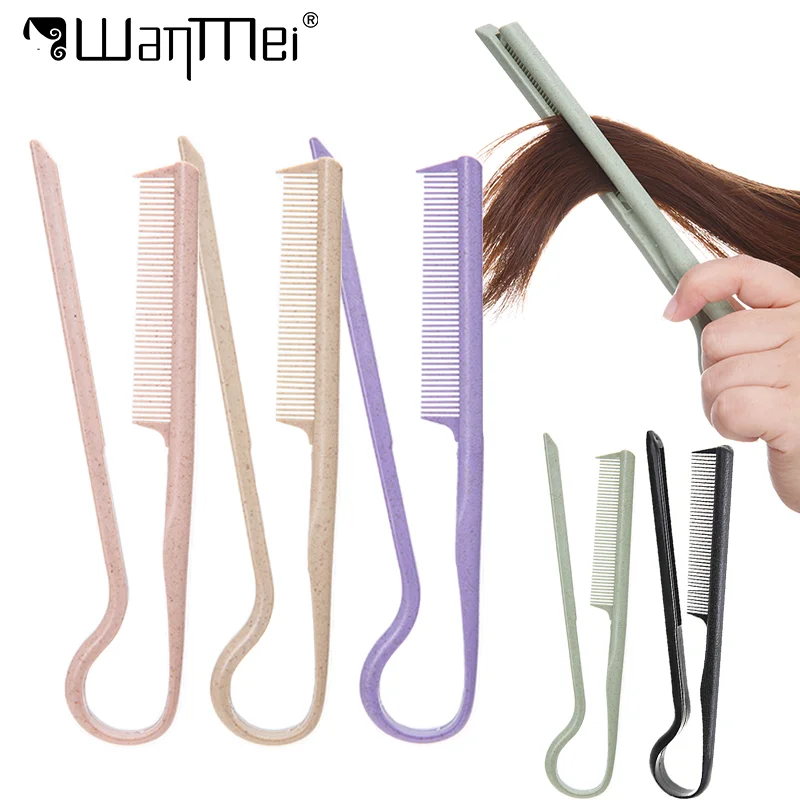 1pc Wheat Straw V-shaped Flat Comb for Hair Straight Brush Anti-frizz Straightner Comb Portable Haircut Barber Styling Tools