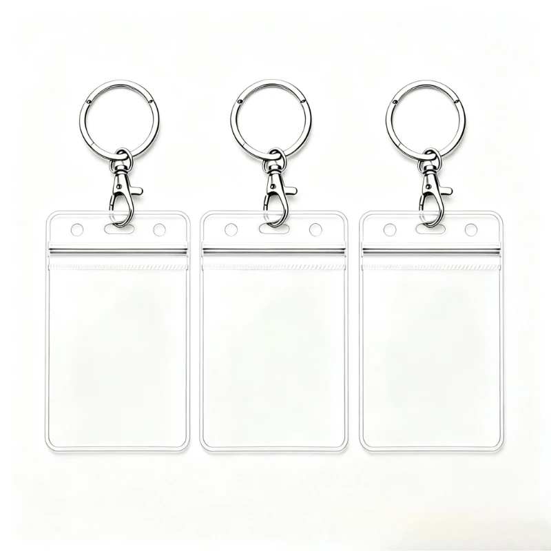 3pcs HD Transparent Double-Sided Card Holder | Access Control, ID, Credit, Student Meal, Work ID, Keychain Set