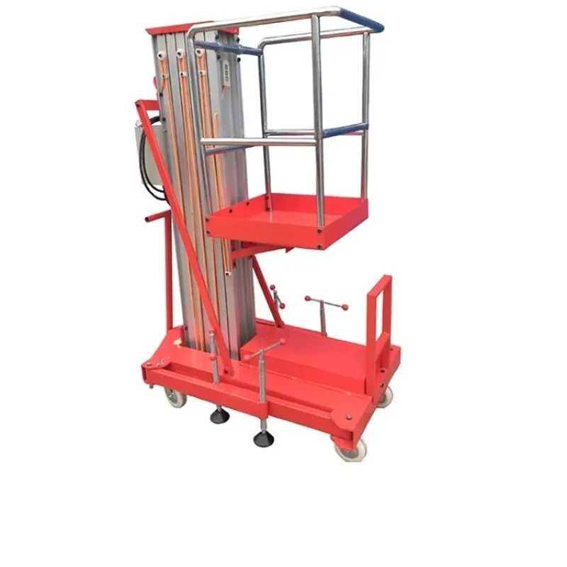 4m 6m 8m 10m 12m Mast Aluminum Mobile Hydraulic Electric One Man Lift Two Person Lift Ladder Mast Lift with Wheel