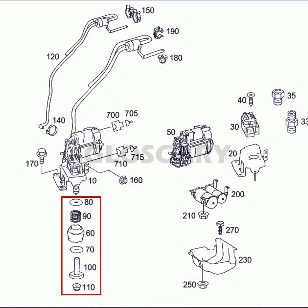 New Car Accessories For Mercedes Benz W220 w211 w221 w166 w164 w166 w251 Air Compressor Bracket Damp Repair Kits Rubber Mounting