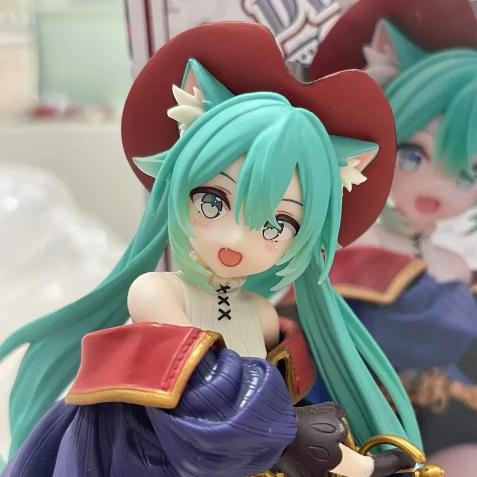 Hatsune Miku Desktop Niedliche Actionfigur Märchenwunderland Miku Der Gestiefelte Kater Anime-Figur Kawaii Mädchen-Modellspielzeug Entzückende Dekoration A