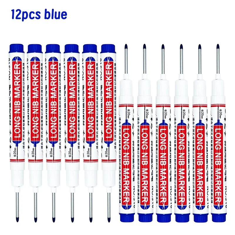 4/12 Stuks Waterdichte Lange Kop Markers Diep Gat Marker Pen Voor Metalen Timmerman Rood/Zwart/Blauw/groene Inkt Houtbewerking Gereedschap Marker