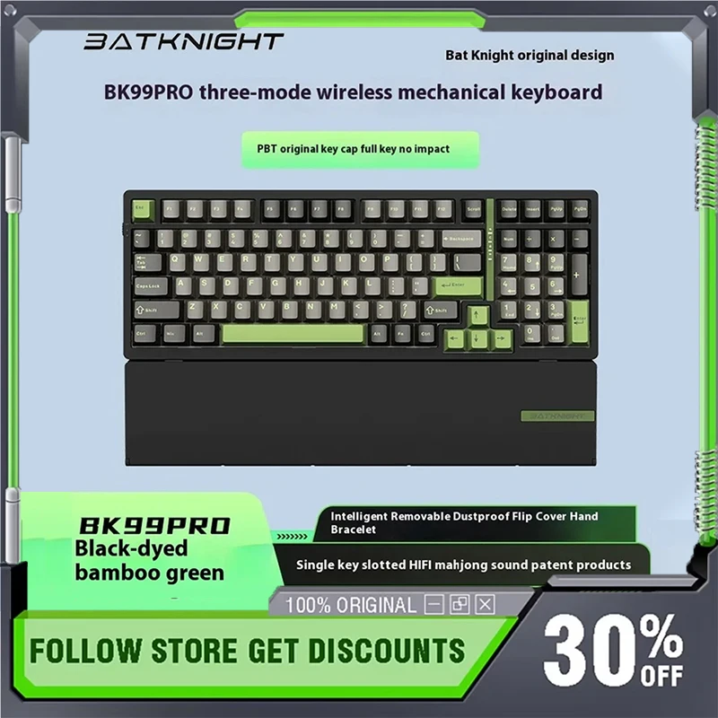 BATKNIGHT BK99pro Wireless Mechanical Keyboard 3Mode RGB Hot Swap Foldable Hand Rest Office Gaming Keyboard Laptop Accessories