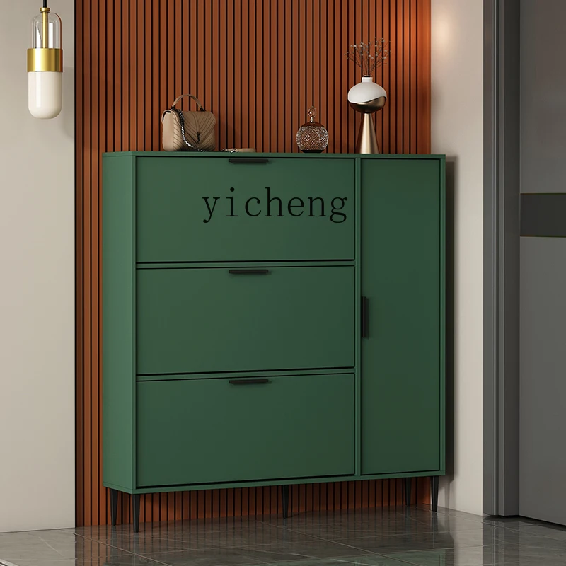 ZK Green Shoe Cabinet Home Doorway Simple Ultra-Thin 17cm Tilting Hallway Shoe Cabinet Storage Cabinet