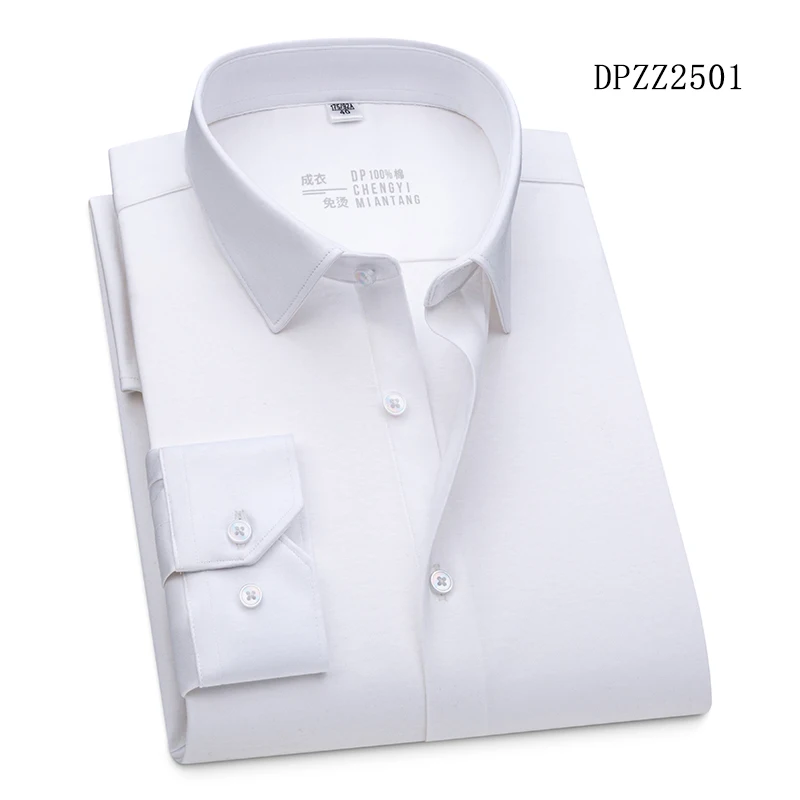 

Pure Cotton Business Men's Long-sleeve Shirt Solid Fashion Casual Comfortable Turn-down Collar Versatile Simple Men's Sports Top