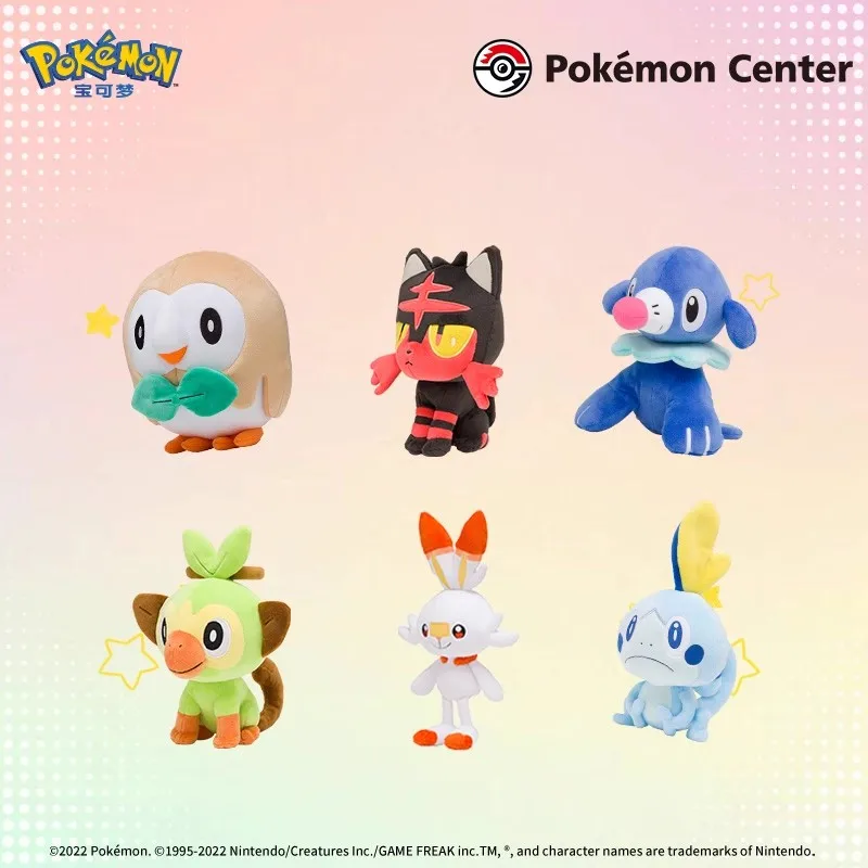 

Детские подарки на день рождения, Рождество, плюшевые игрушки Покемон, Totodile Litten Popplio Charmander Scorbunny TorchicСпящие куклы