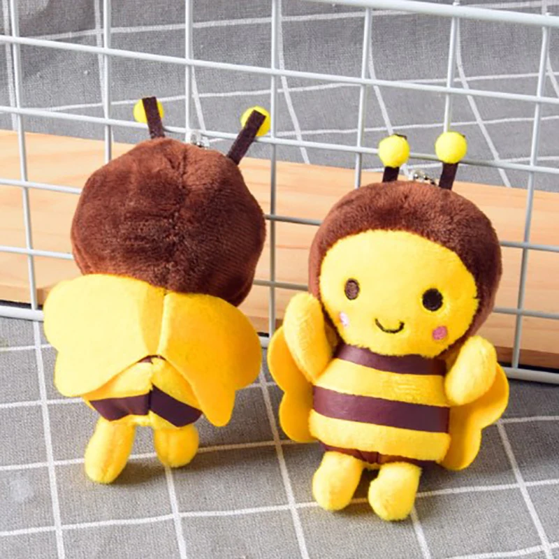 12cm Bee Plush Doll Keychain Cartoon Bee Festival Gift Decoration Plush Bee Doll Bag Pendant Soft Doll Children Toy Bag Charm