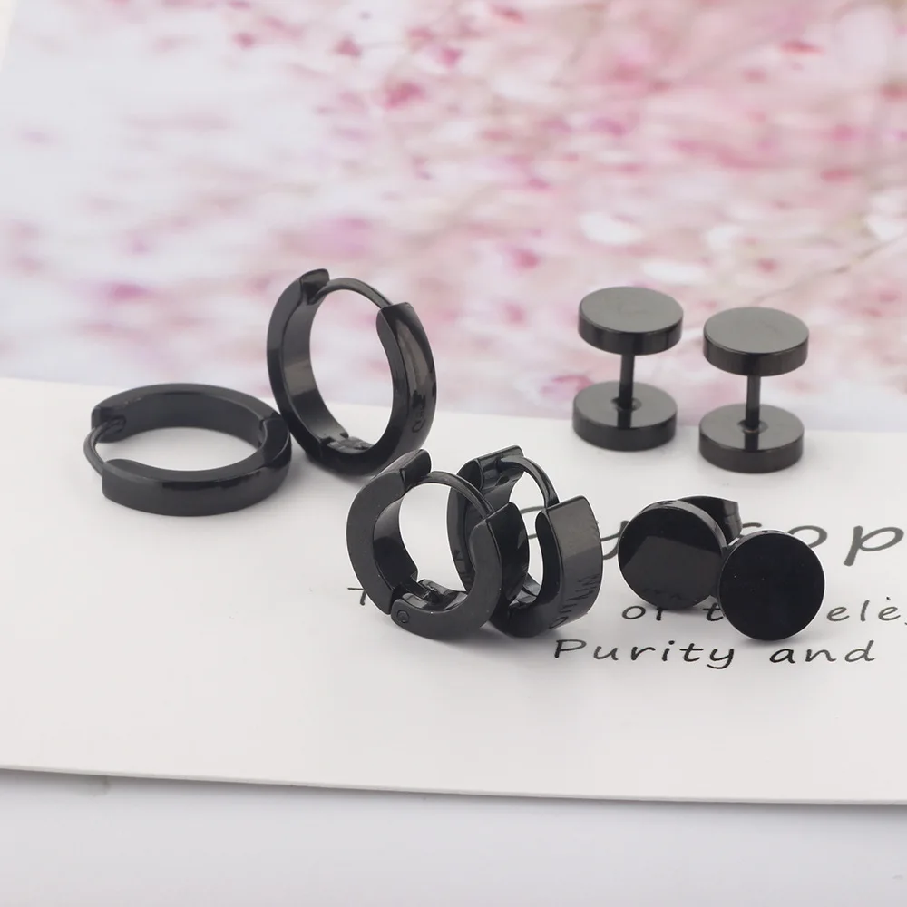 Men's stud set Medical titanium steel women's atmospheric simple earrings stainless steel body piercing jewelry