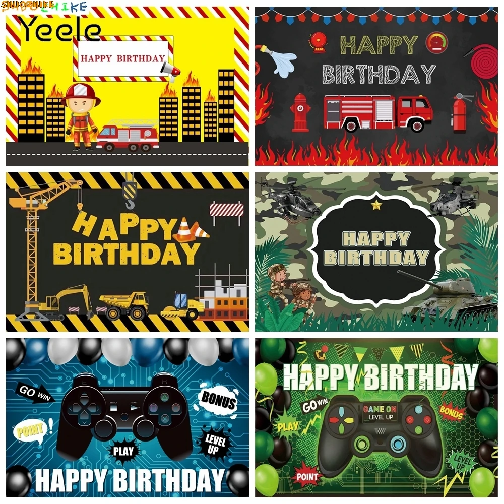 

Yeele Fire Truck Construction Team Photocall Boy Birthday Party Game Baby Photography Backdrops Backgrounds For Photo Studio