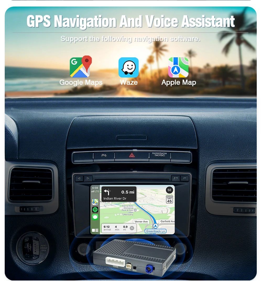 AUTOTOP Kabelloses CarPlay Android Auto Modul zur Fahrzeugmodifikation für Volkswagen VW Touareg RCD550 MirrorLink Airplay GPS Navi Wi-Fi – Detail 9