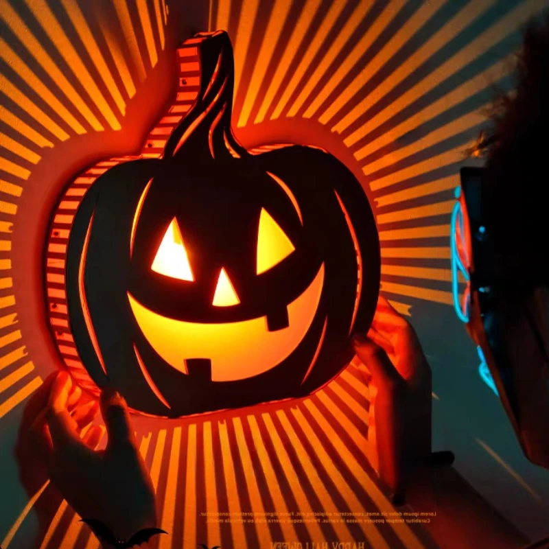 

New Halloween Pumpkin Ornaments Fun Horror Atmosphere Lamp Halloween Party Night Light Decorations Prop Home Decor Supplies Gift