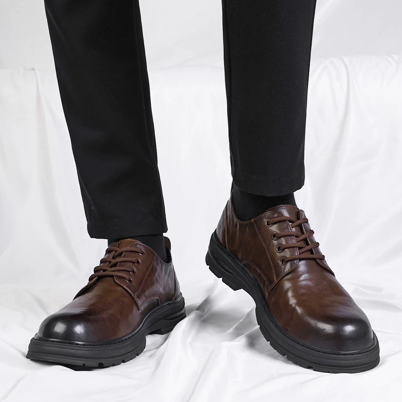 

Модные мужские кожаные оксфорды в стиле ретро, качественные противоскользящие износостойкие прогулочные туфли, брендовая городская деловая повседневная обувь