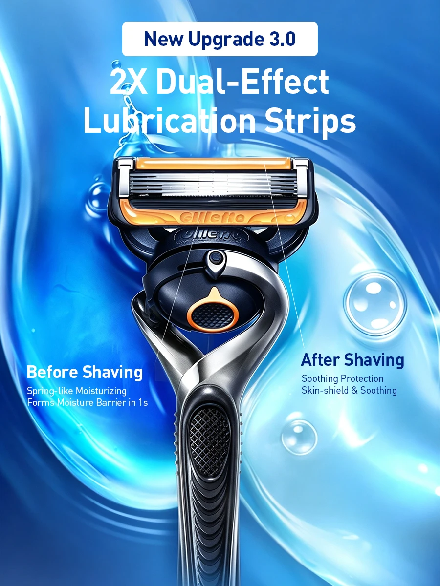 Gillette ProGlide 3. Generation Rasierset 1 Griff 4 Klingen 360°-Schwenkbolzen 5 Nanometer-Klingen Doppelte Gleitstreifen Basis-Trimmer – Detail 3