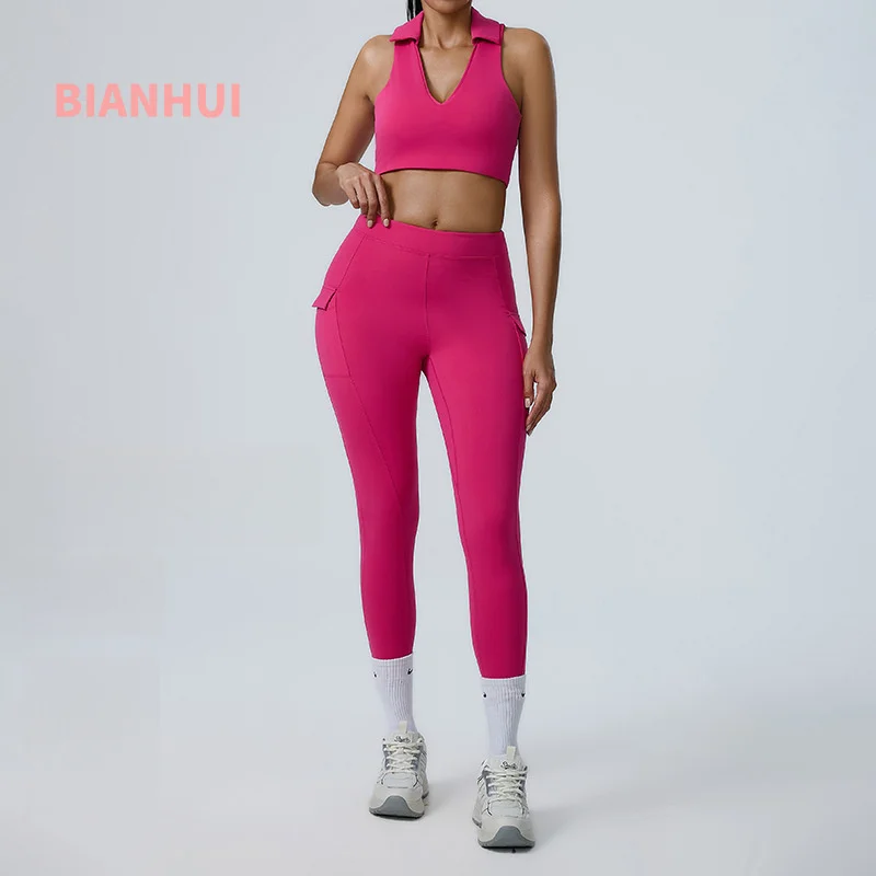 

BIANHUI Sport Outfit For Woman Sexy Back Sports Bra High-Waist Quick-Dry Butt-Lifting Fitness Pants Yoga Pants Set
