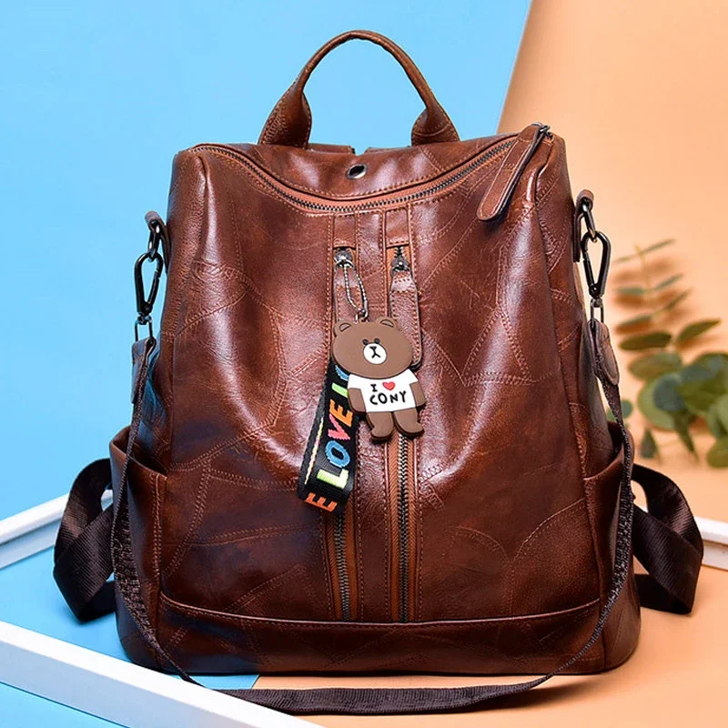 Vintage Women Soft Leather Backpack Fashion School Bags for Teenagers Girls High Quality School Backpack Women Travel Backpacks