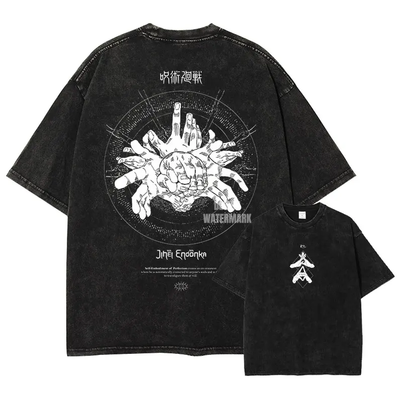2026 Jujutsu Kaisen Gojo Satoru Fushiguro Megumi Printed T-shirt Men's and Women's Washed T-shirt High Quality Vintage T-shirt