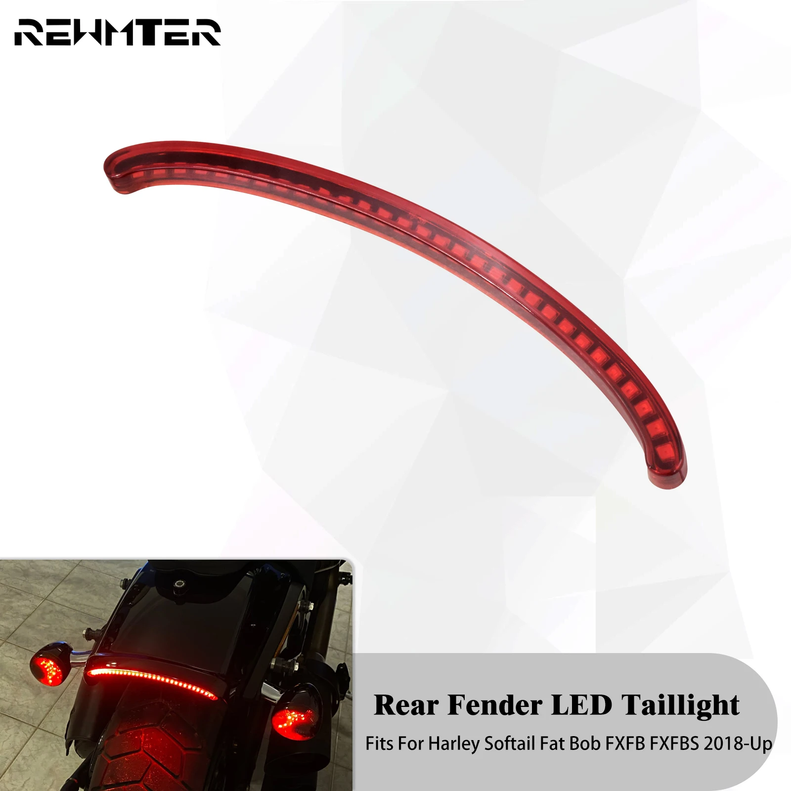 

Motorcycle Rear Fender LED Lights Taillight Red Turn Signal Stop Running Light For Harley Softail Fat Bob FXFB FXFBS 2018-Later