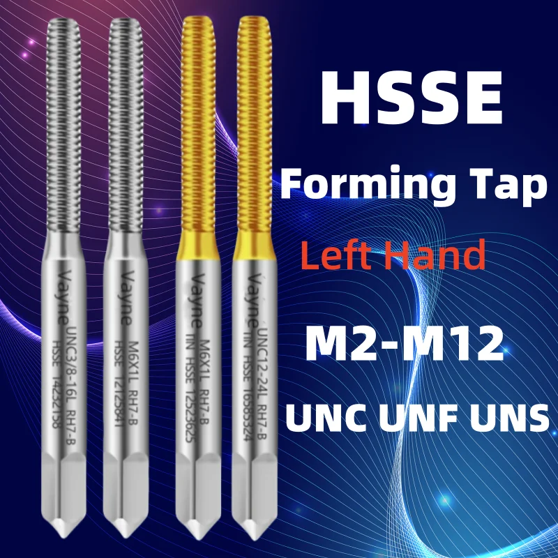 1PCS HSSE Metric/American nanocoating Forming /Roll Tap Left Hand M2M3M4M5M6M8M10M12 UNC UNF UNS10-24 1/4  Fine Screw Thread Tap