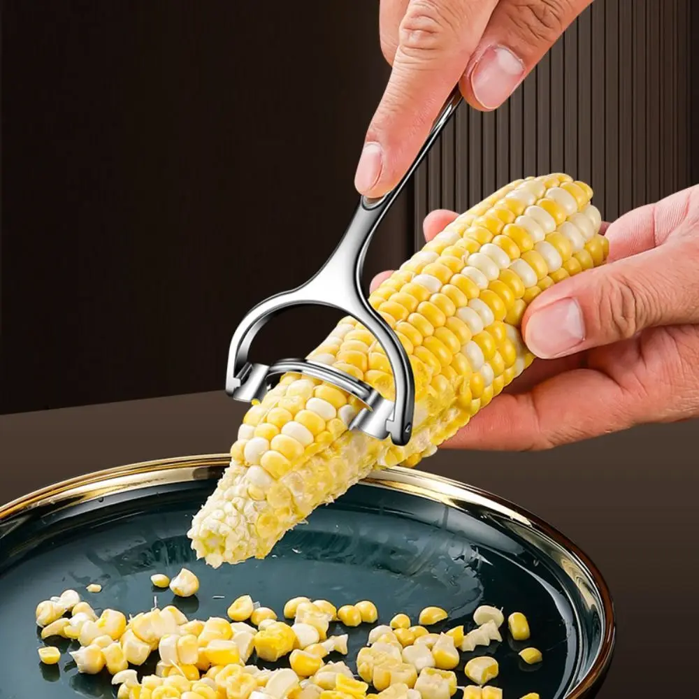 أداة تدريب الذرة سريعة وآمنة من الفولاذ المقاوم للصدأ، أداة يدوية مريحة بمقبض طويل لتقشير الذرة، موفرة للعمالة، مريحة #2