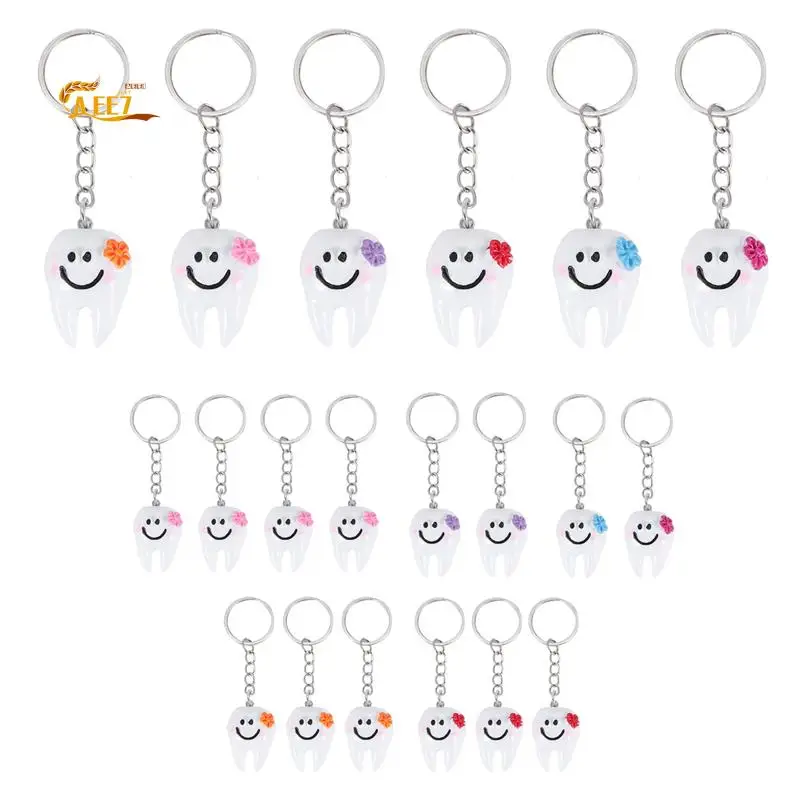 

AEE7-20 Pcs Keychain Key Ring Hang Tooth Shape Cute Gift