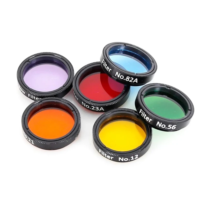 

6 Color Filters Eyepiece Filter Set with Storage Box Planetary Observation Filter Lightweight for 1.25inch Telescopes