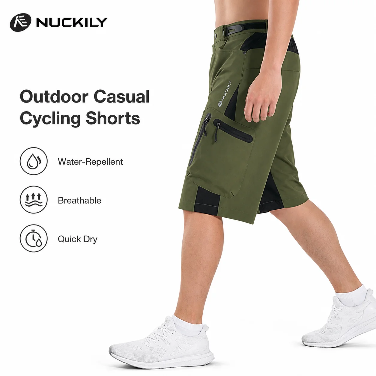 

NUCKILY Men Cycling Shorts Quick Dry Waterproof MTB Bike Baggy Shorts Breathable Reflective Outdoor Casual Bicycle Pants Pockets