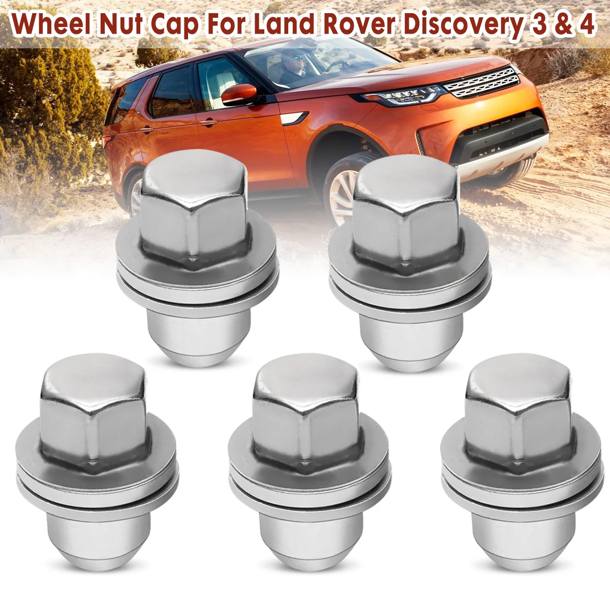 

5X Stainless Steel Wheel Nut Cap RRD500290 For Land Rover Discovery 3 4 Range Rover L322 Sport 2004- 2009
