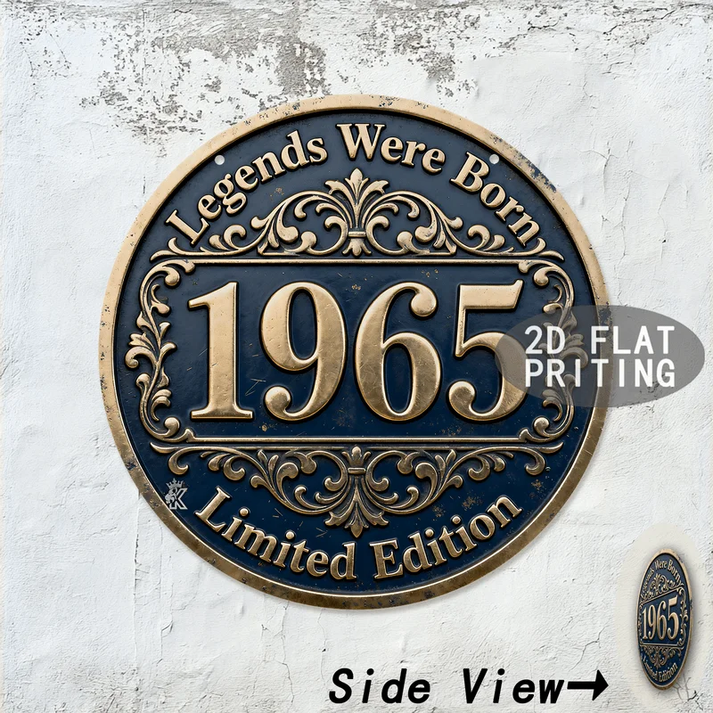 Vintage Limited Edition Assorted Year Birthday Round Metal Sign 8x8Inch 2D Flat Man Cave Garage Wall Decor Gift