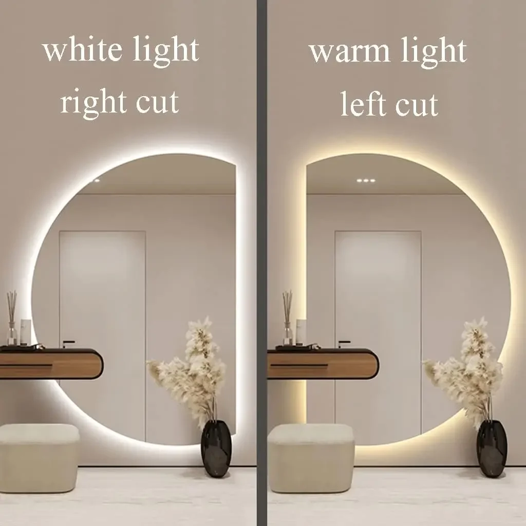 Parede decorativa semicírculo irregular LED espelho retroiluminação banheiro à prova d'água
